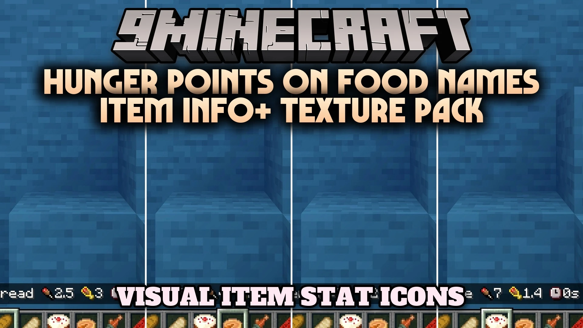 Hunger Points on Food Names Item Info+ Texture Pack (26.x, 1.21) – Food Stats At-a-glance