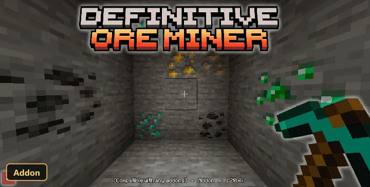 Definitive Ore Miner (26+, 1.21) – MCPE/Bedrock Addon — screenshot 1