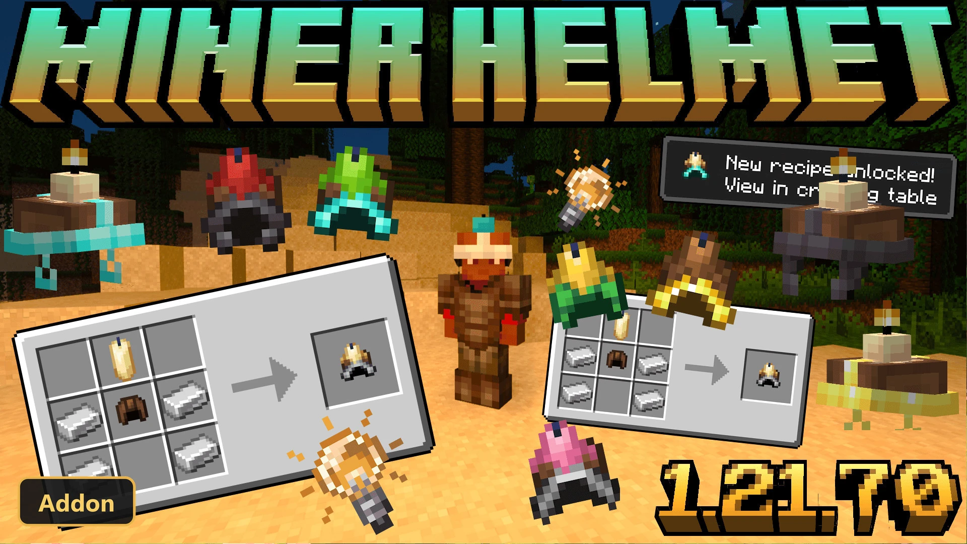True Miner Helmet (26+, 1.21) – MCPE/Bedrock Addon