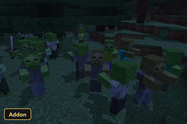 More Zombies by Four (26+, 1.21) – MCPE/Bedrock Addon — screenshot 2