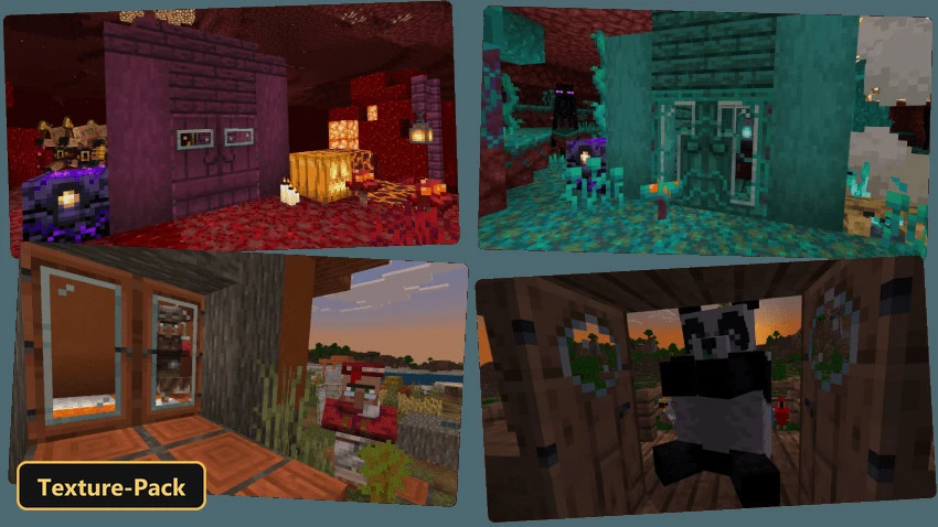 Glass Doors Windowed (26+, 1.21) – MCPE/Bedrock Texture Pack — screenshot 1
