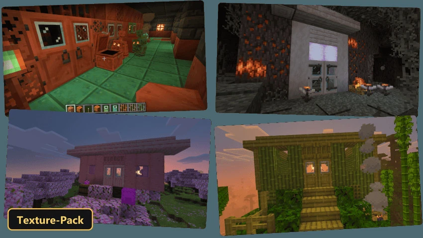 Glass Doors Windowed (26+, 1.21) – MCPE/Bedrock Texture Pack — screenshot 2