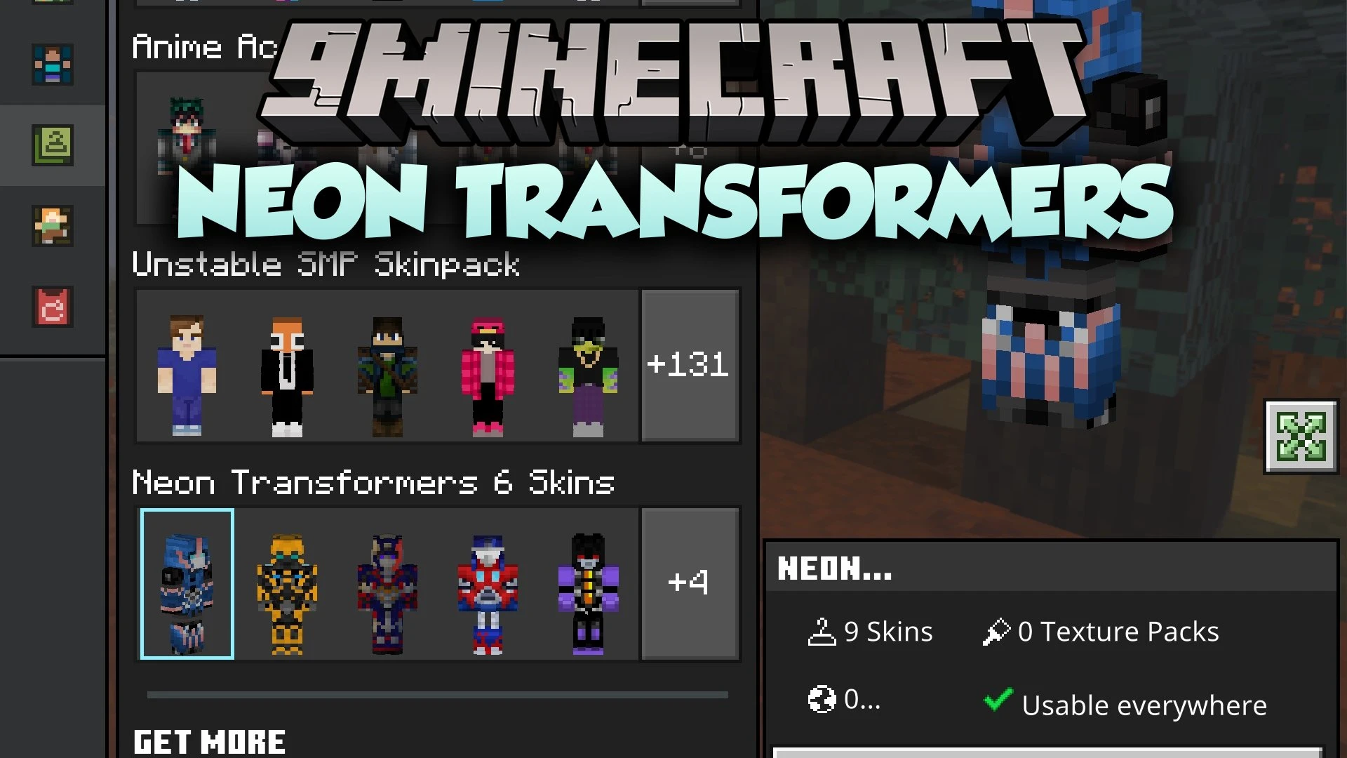 Neon Transformers Skin Pack (26.x, 1.21) – Futuristic Battle Robot Suits — screenshot 1