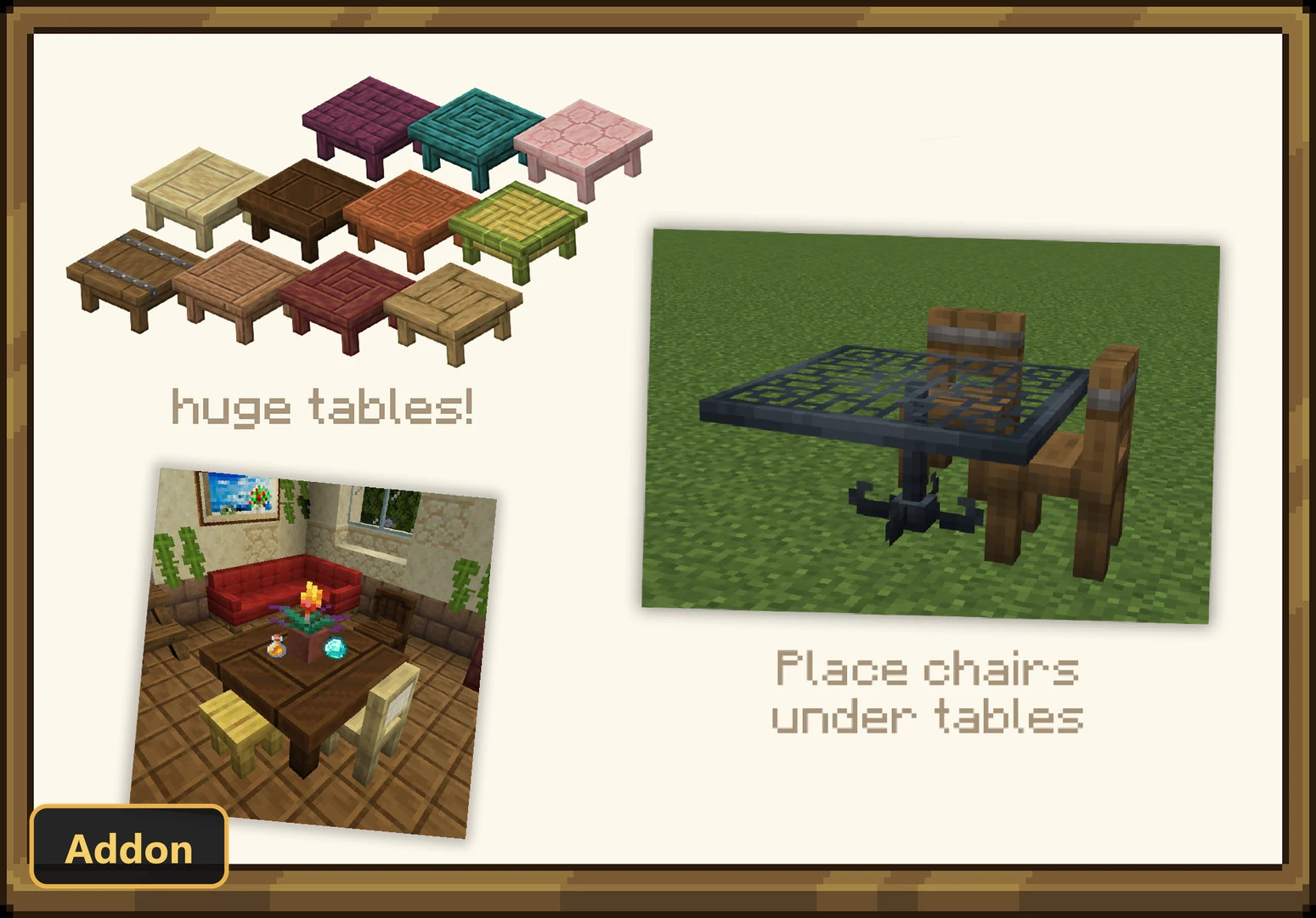 Unusual Furniture (26+, 1.21) – MCPE/Bedrock Addon — screenshot 1
