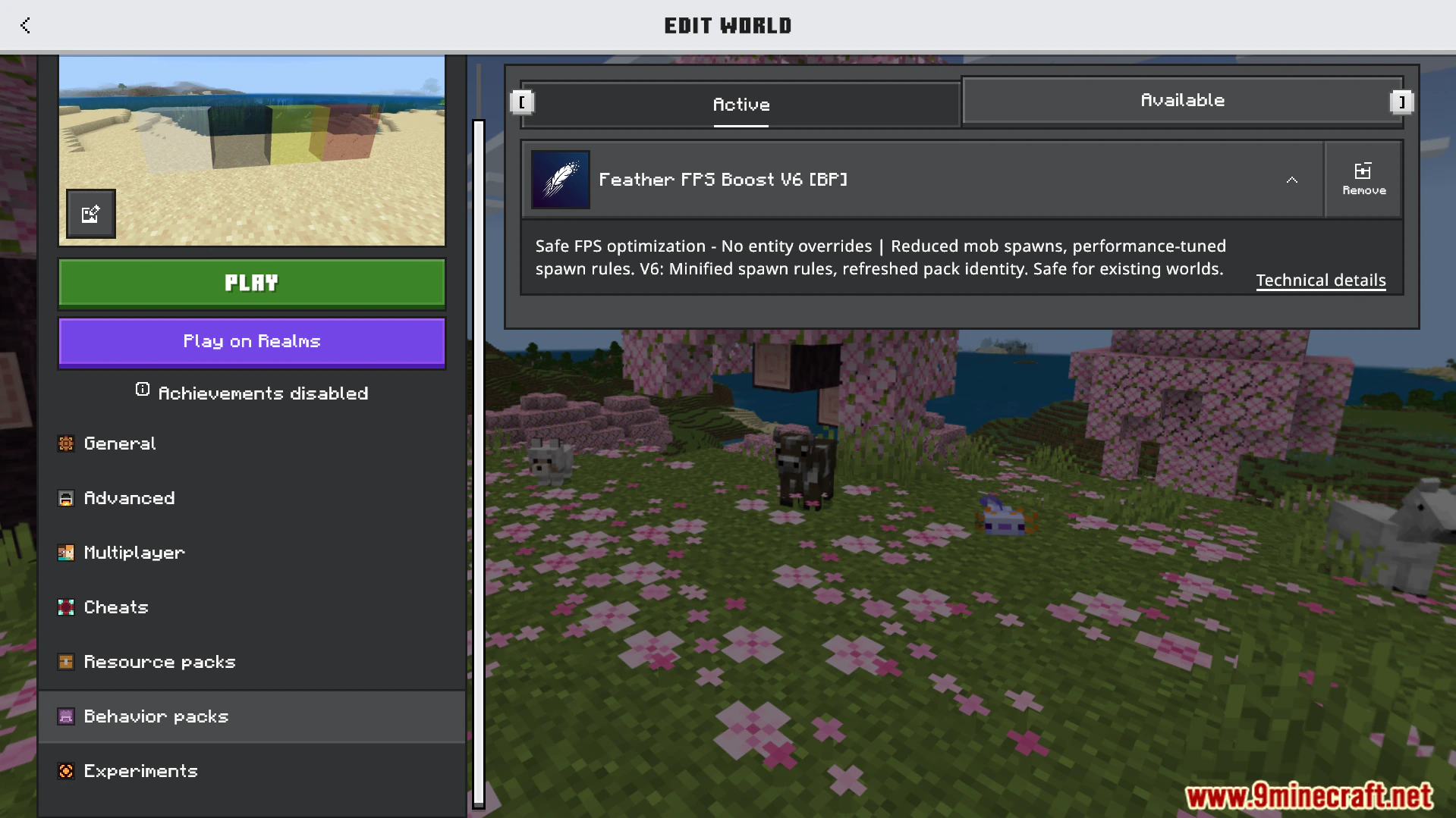 Feather FPS Boost Addon (26.x, 1.21) – Boost Frame Rates And Reduce Lag On Older Devices — screenshot 1