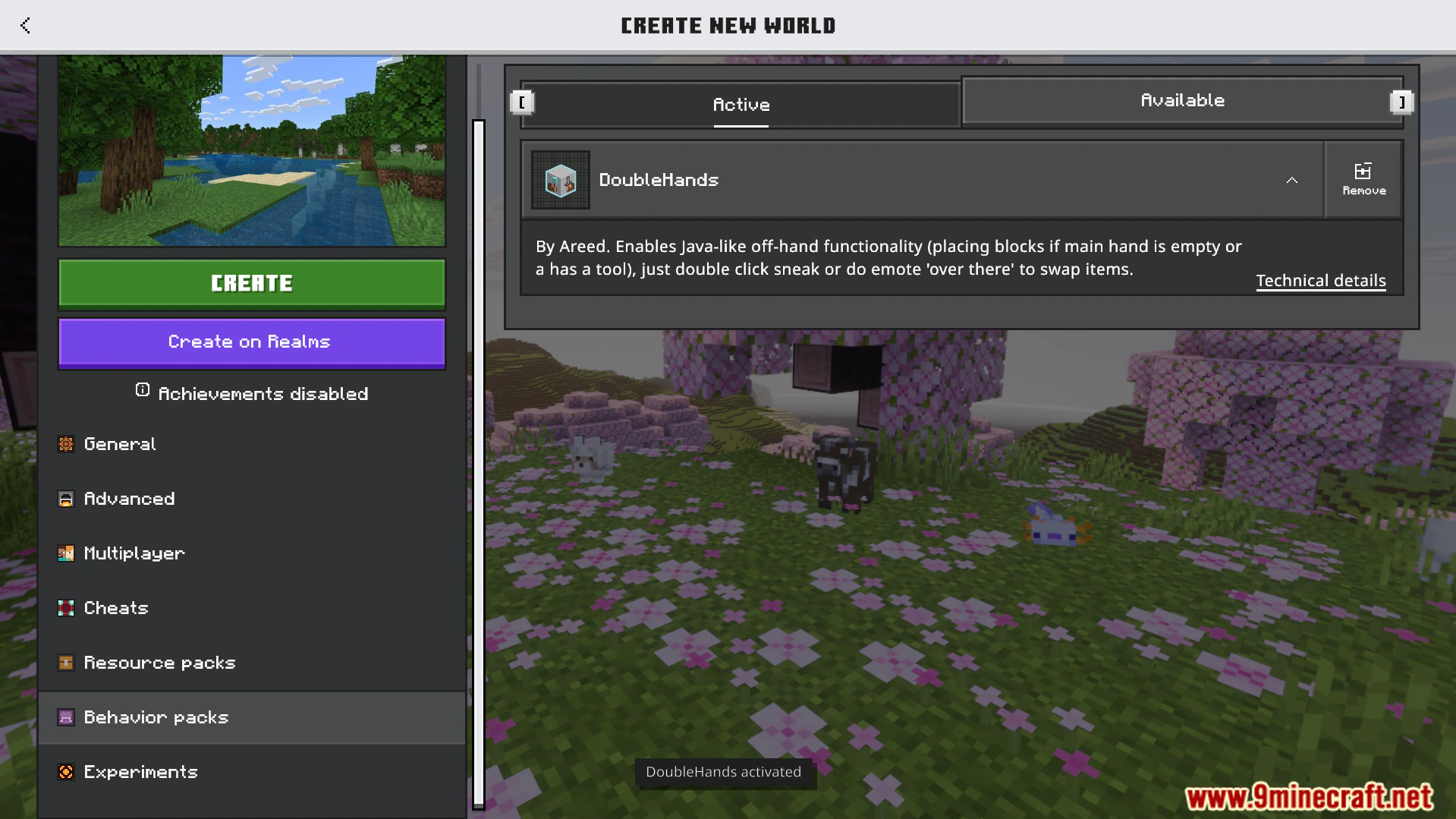 DoubleHands Addon (26.x, 1.21) – Place Blocks And Use Items From Your Left Hand — screenshot 1