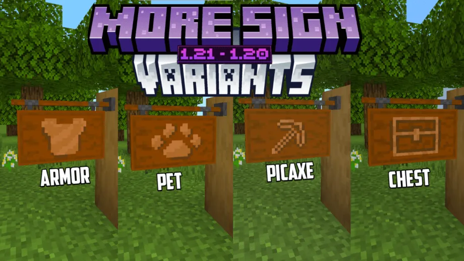 More Sign Variants Addon (1.21) – MCPE/Bedrock Mod