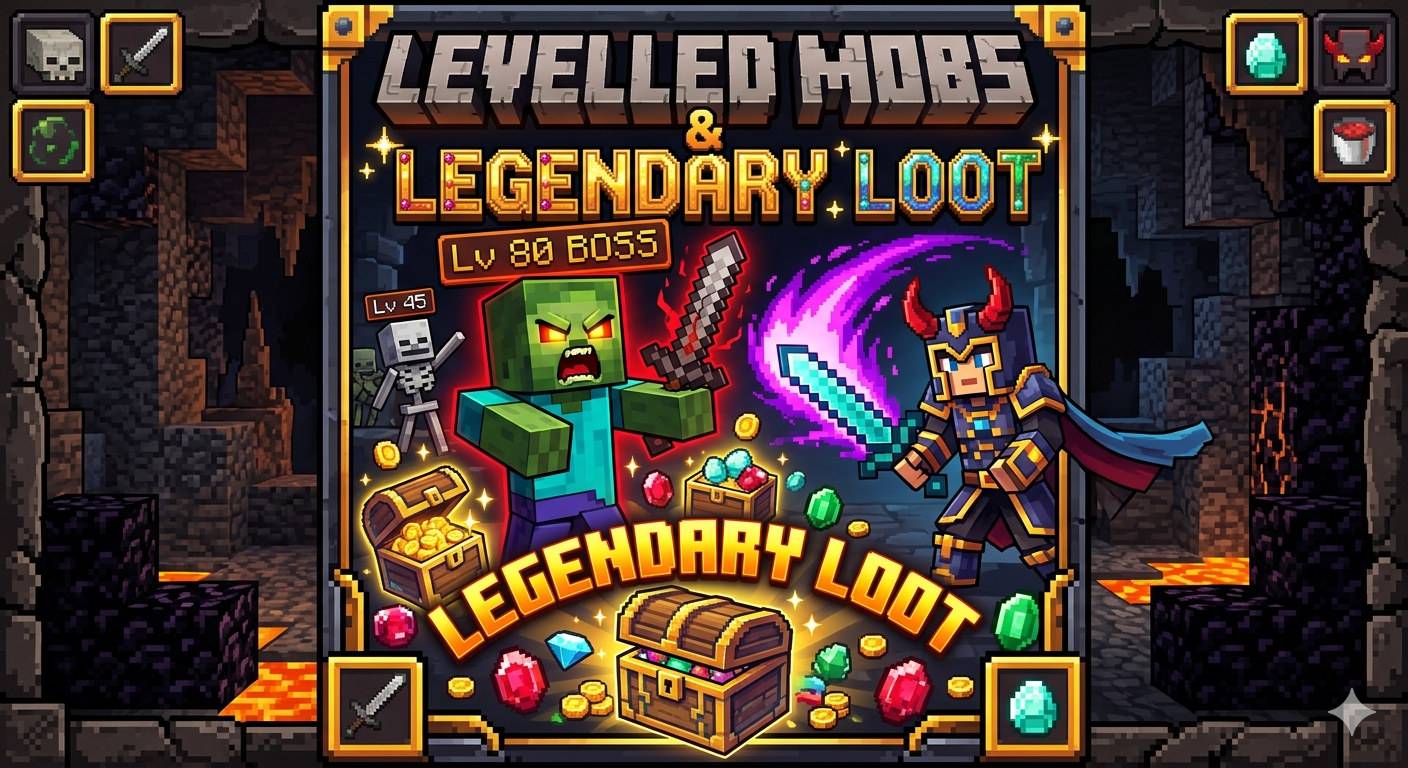Levelled Mobs and Legendary Loot Addon (26.x, 1.21) – MCPE/Bedrock