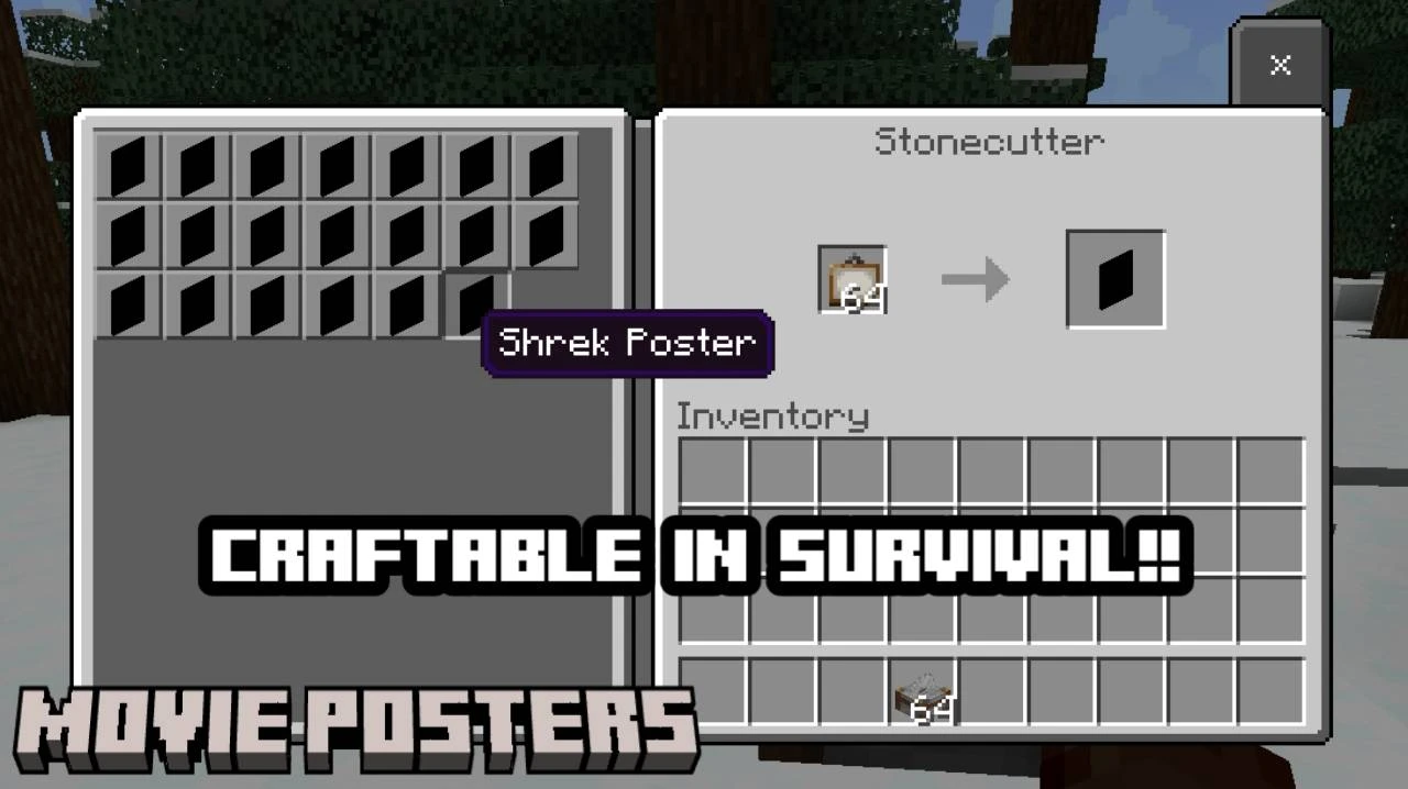 Movie Posters Addon (26.x, 1.21) – MCPE/Bedrock Mod — screenshot 3