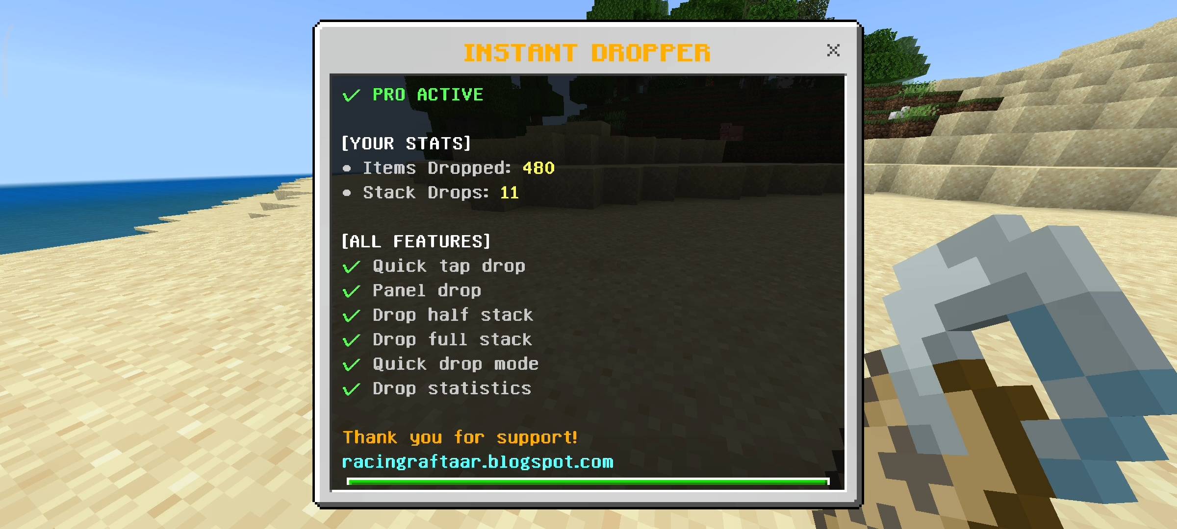 Instant Dropper Addon (26.x, 1.21) – MCPE/Bedrock Mod — screenshot 1