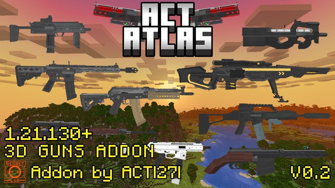 ACT ATLAS Gun Addon (26.x, 1.21) – MCPE/Bedrock 3D Military…