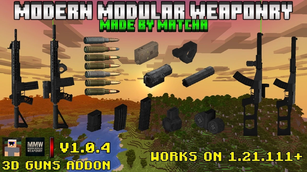 Modern Modular Weaponry Addon (26.x, 1.21) – 3D Guns Mod