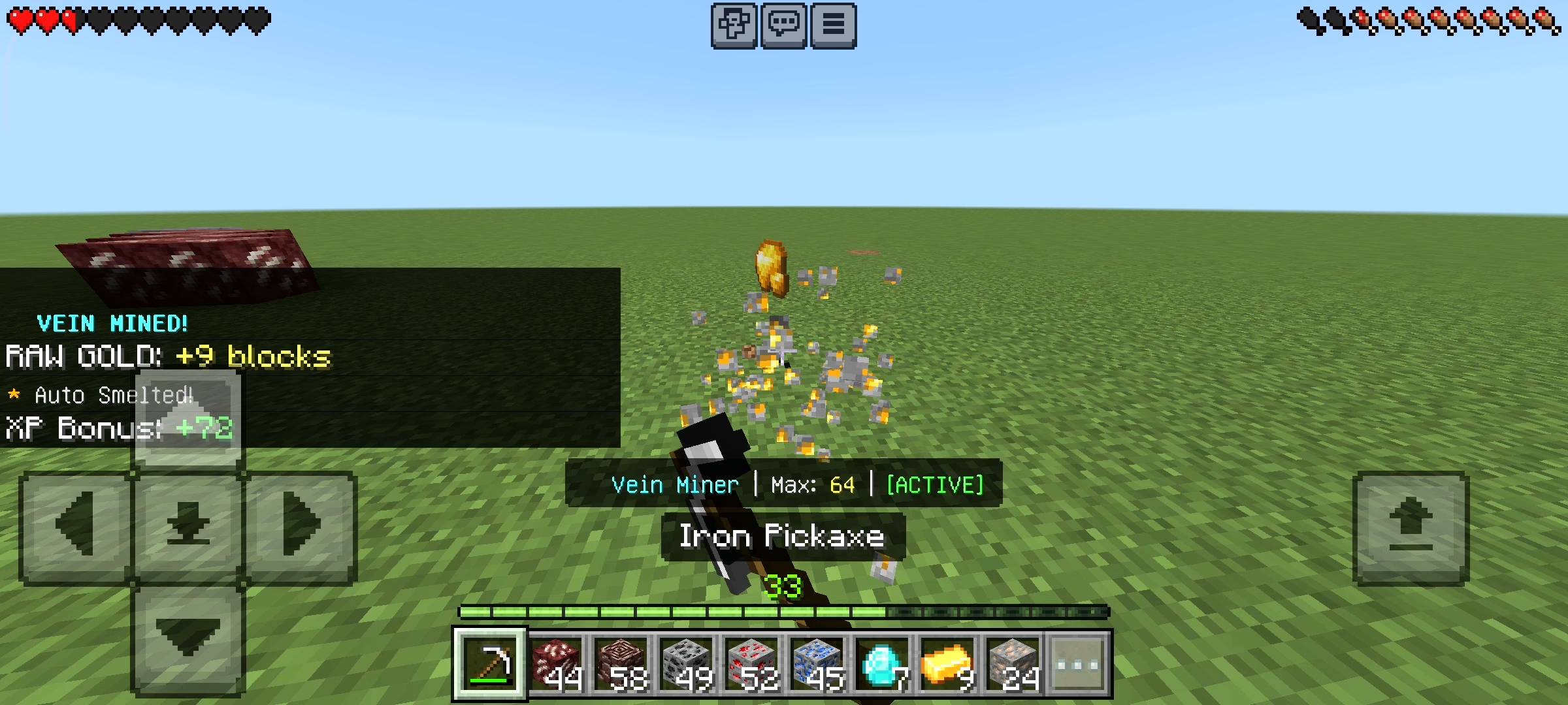 Racingraftaar's Vein Miner Addon (26.x, 1.21) – MCPE/Bedrock Mod — screenshot 1