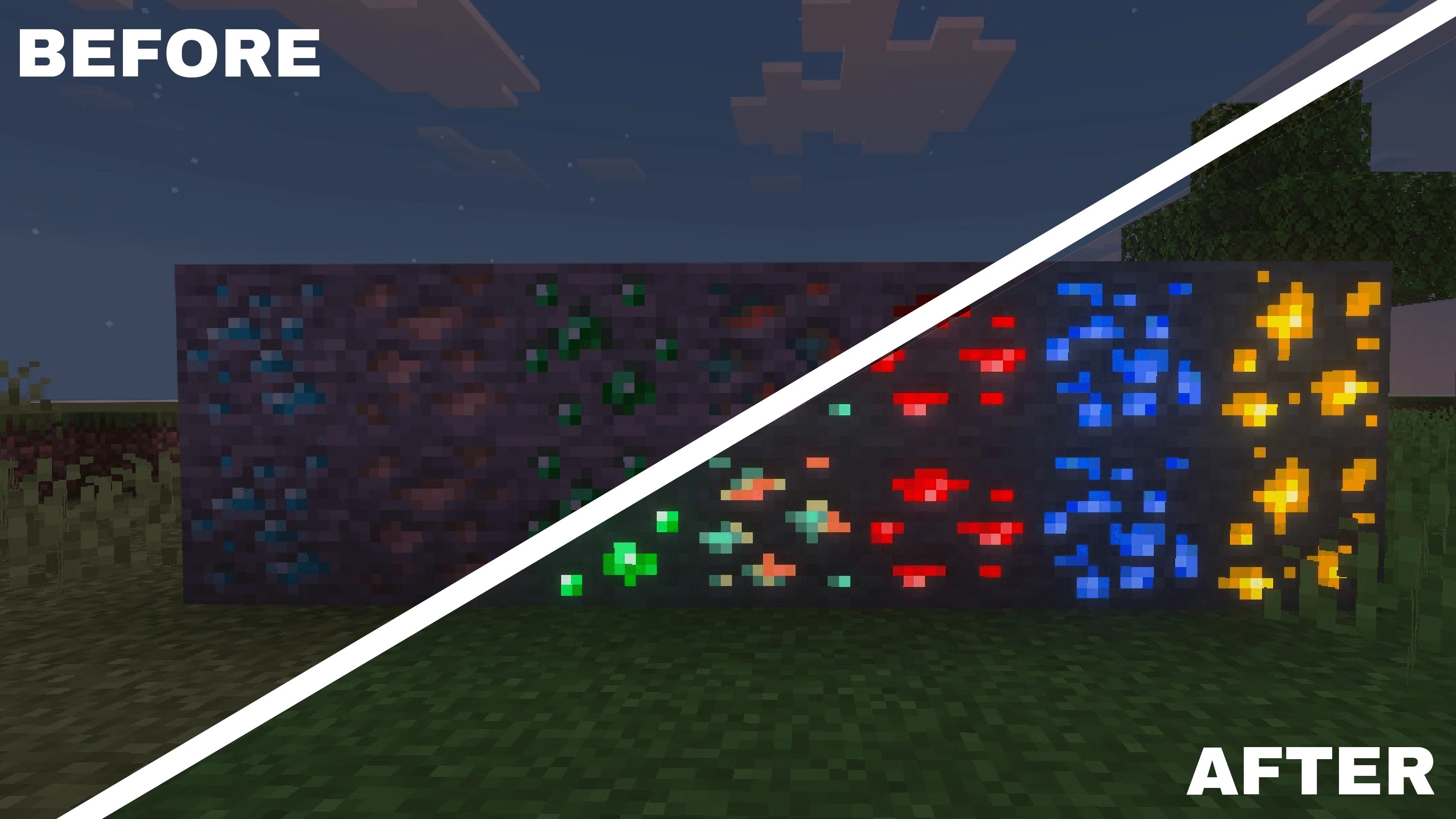 Glowing Ores Texture Pack (26.x, 1.21) – MCPE/Bedrock — screenshot 3