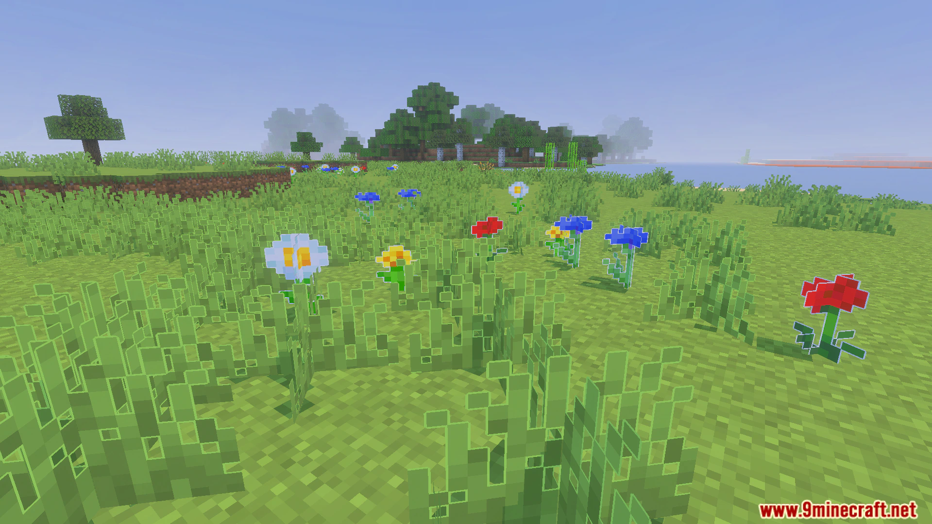 Outlined Grass Texture Pack (26.x, 1.21) – Clean White Outlines For Plants And Planks — screenshot 4
