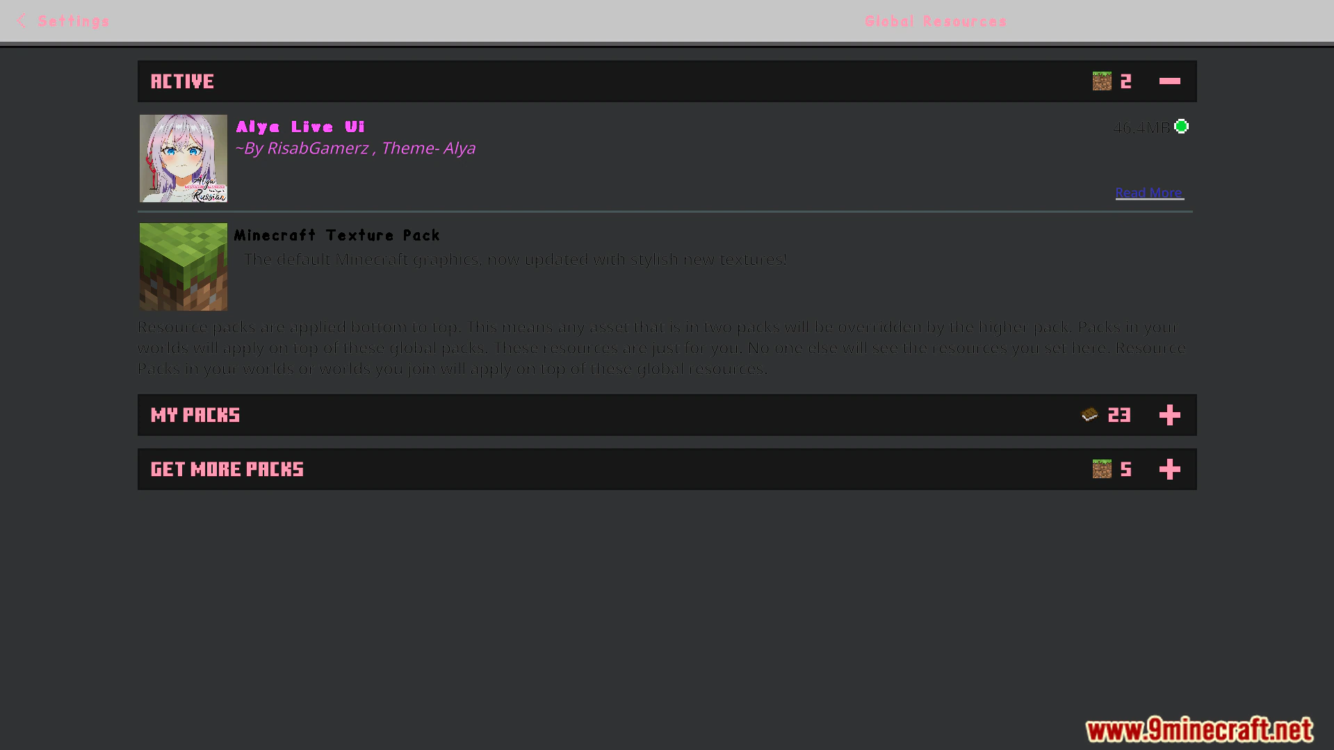 Alya UI Texture Pack (26.x, 1.21) – Bright Pink Anime Theme With Transparent UI — screenshot 2