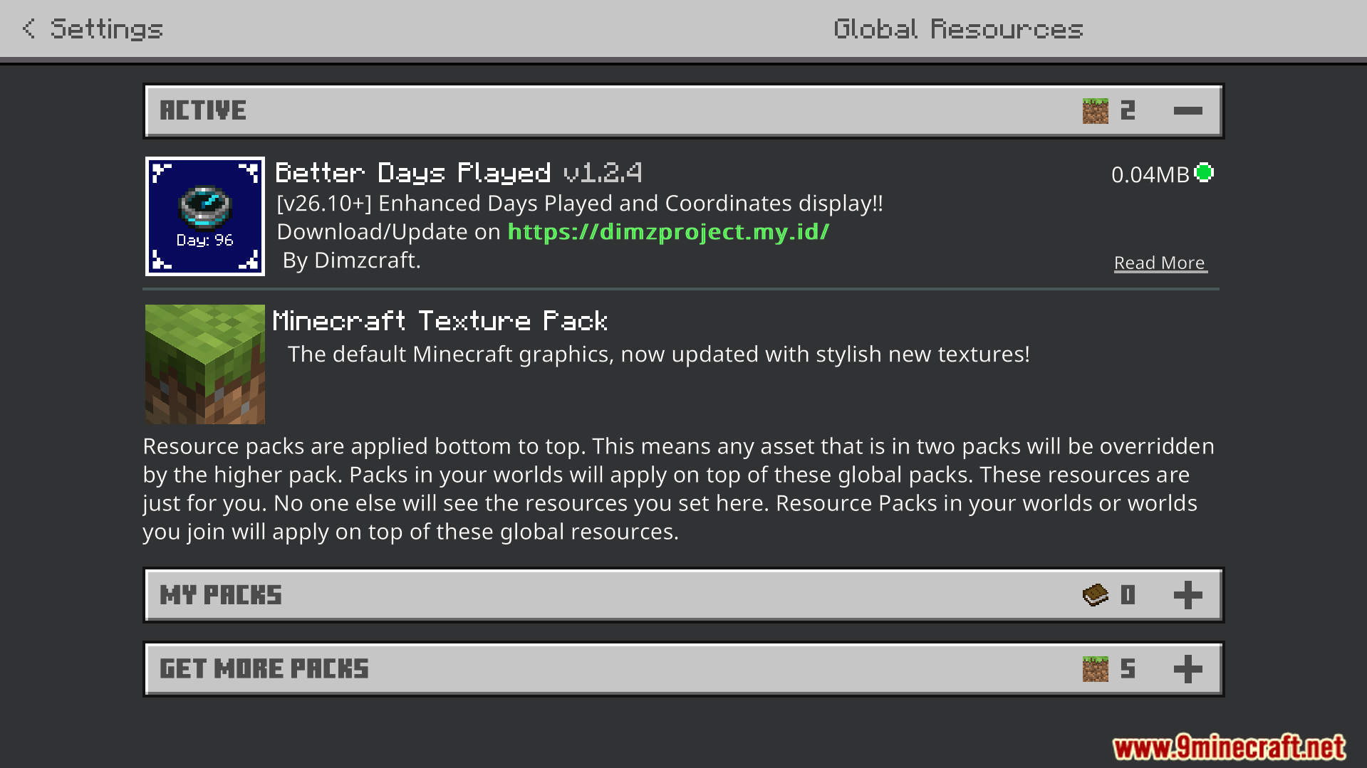 Better Days Played Texture Pack (26.x) – Move Coordinates And Days — screenshot 1