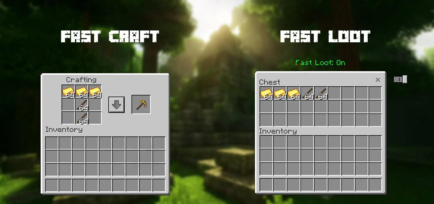 Fast Craft and Fast Loot Texture Pack (26.x, 1.21) – MCPE/Bedrock