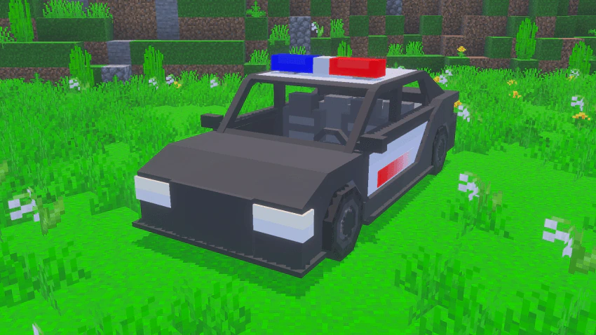 Police Car with Dynamic Light Addon (26.x, 1.21) – MCPE/Bedrock Mod — screenshot 3