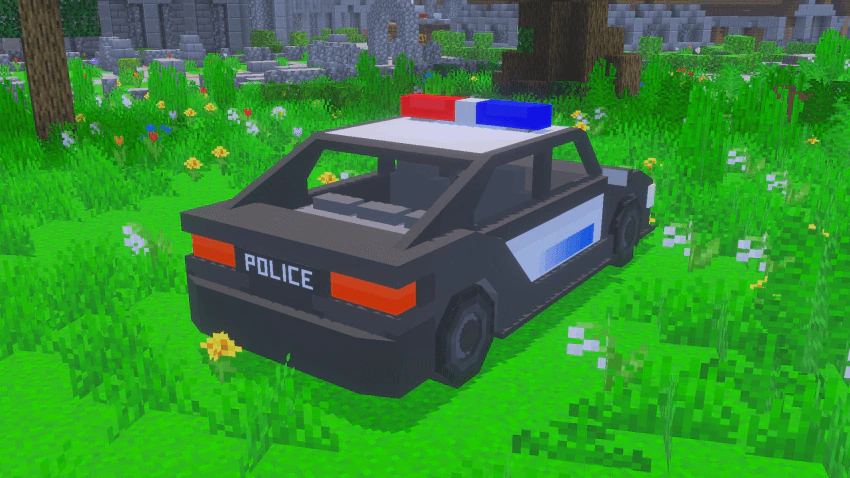 Police Car with Dynamic Light Addon (26.x, 1.21) – MCPE/Bedrock Mod — screenshot 4