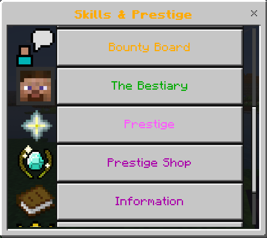 RPG Skills and Prestige Addon (26.x, 1.21) – MCPE/Bedrock Mod — screenshot 1