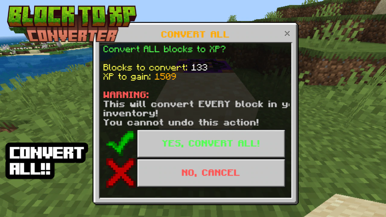 Block To Xp Converter Addon (1.21, 1.20) – MCPE/Bedrock Mod — screenshot 2