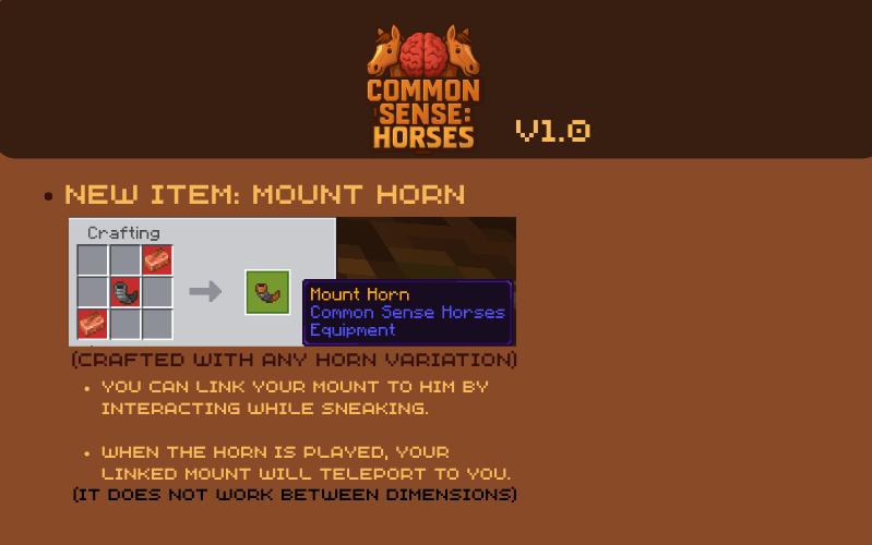 Common Sense: Horses Addon (26.x, 1.21) – MCPE/Bedrock Mod — screenshot 3