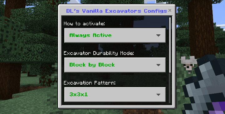 Vanilla Excavators Addon (26.x, 1.21) – MCPE/Bedrock Mod — screenshot 1