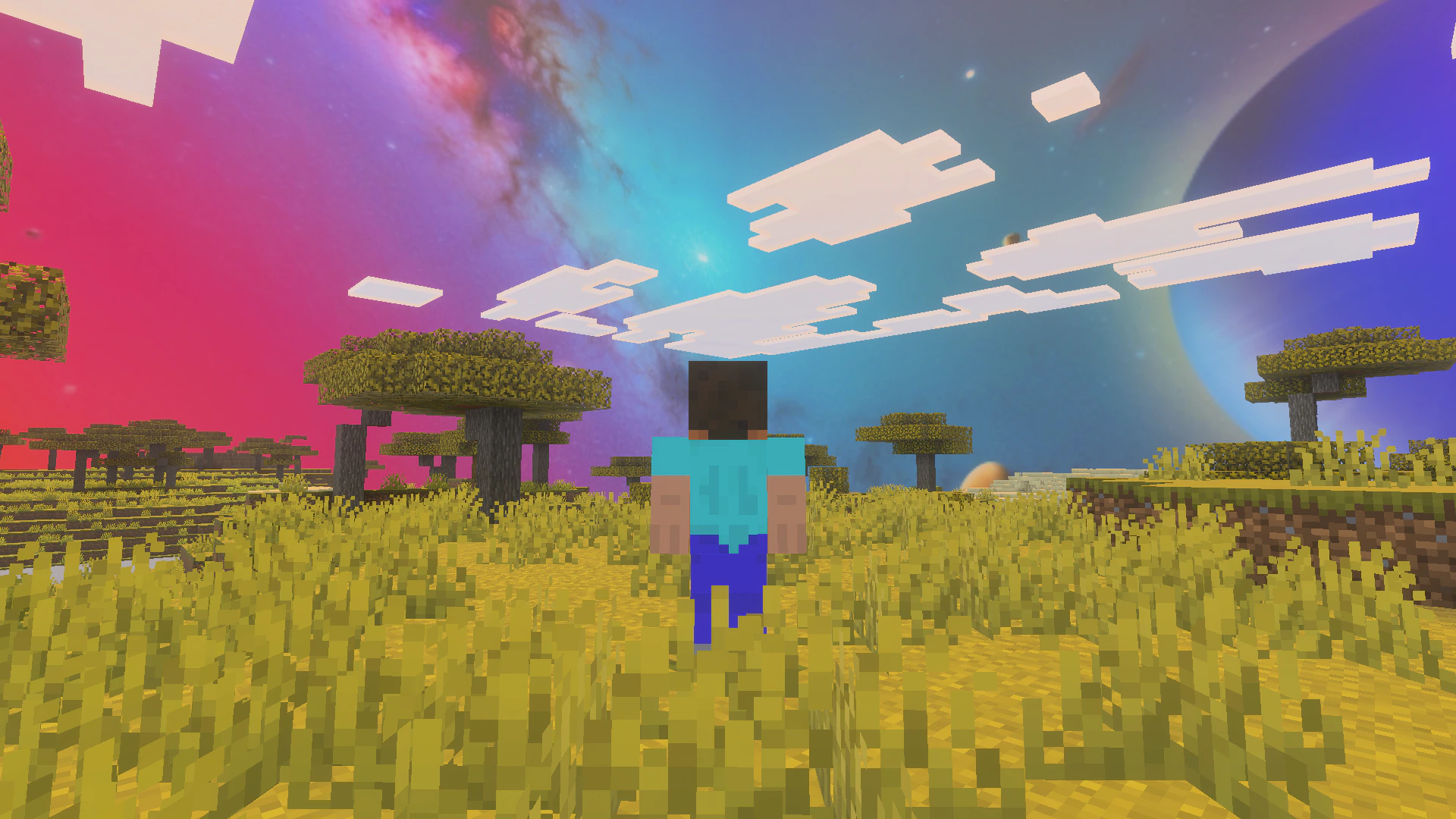 Colorful Space with Planets Texture Pack (1.21, 1.20) – MCPE/Bedrock — screenshot 1