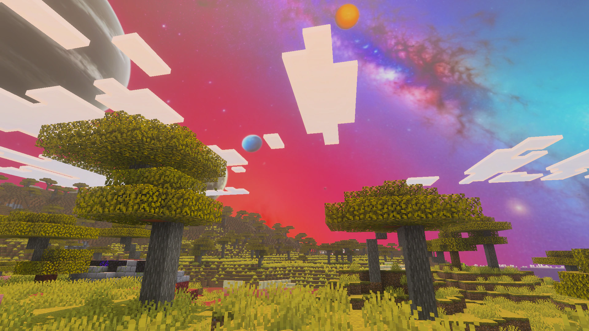 Colorful Space with Planets Texture Pack (1.21, 1.20) – MCPE/Bedrock — screenshot 8