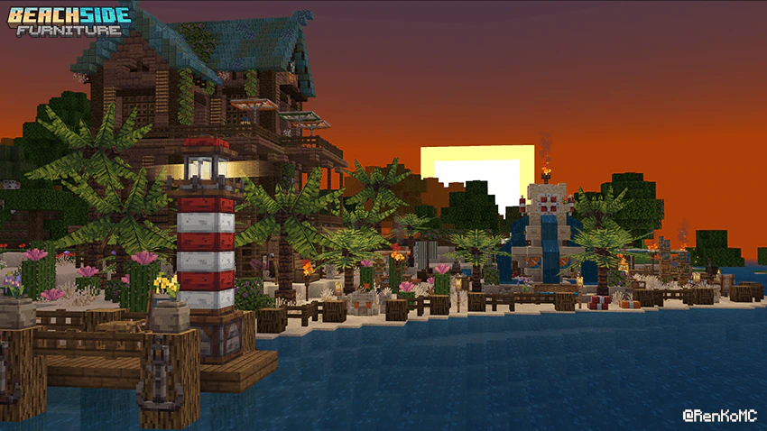 Beachside Furniture Addon (26.x, 1.21) – MCPE/Bedrock Mod — screenshot 1