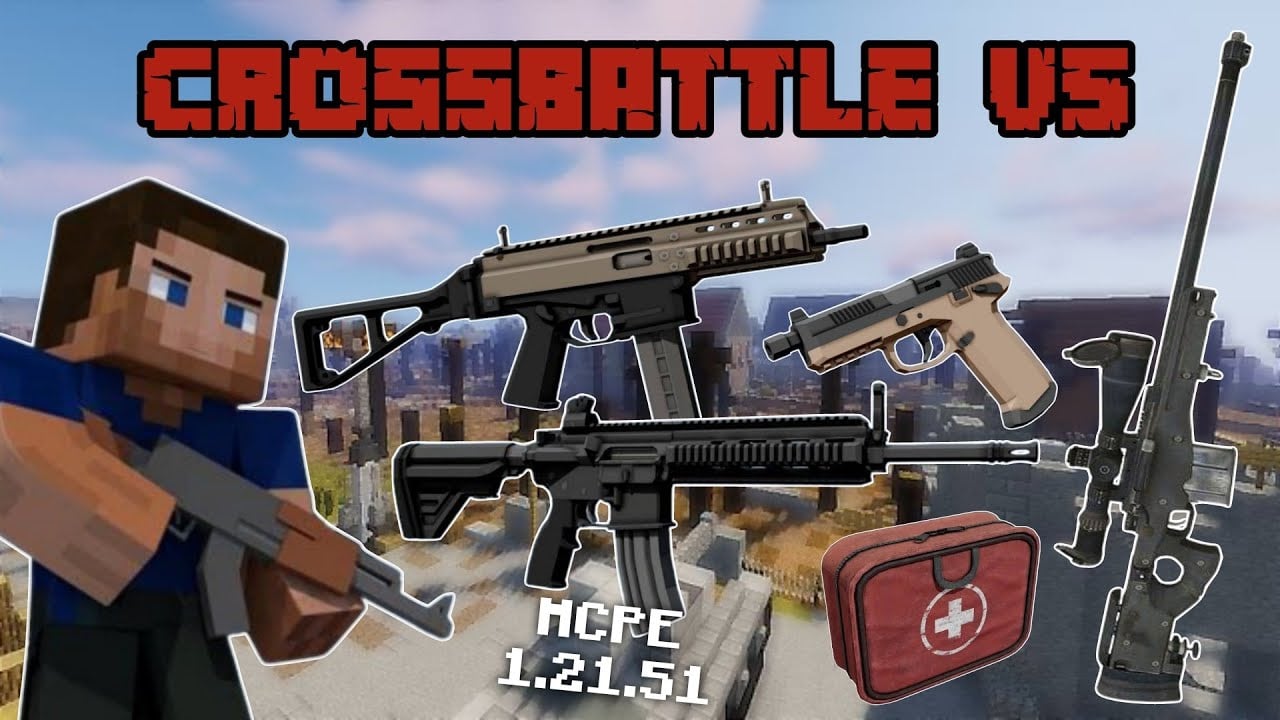 Crossbattle Addon (26.x, 1.21) – MCPE/Bedrock Guns Mod