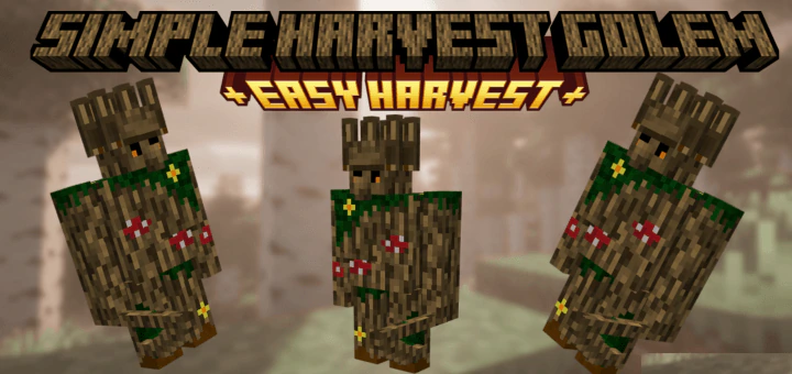 Simple Harvest Golem Addon (26.x, 1.21) – MCPE/Bedrock Mod
