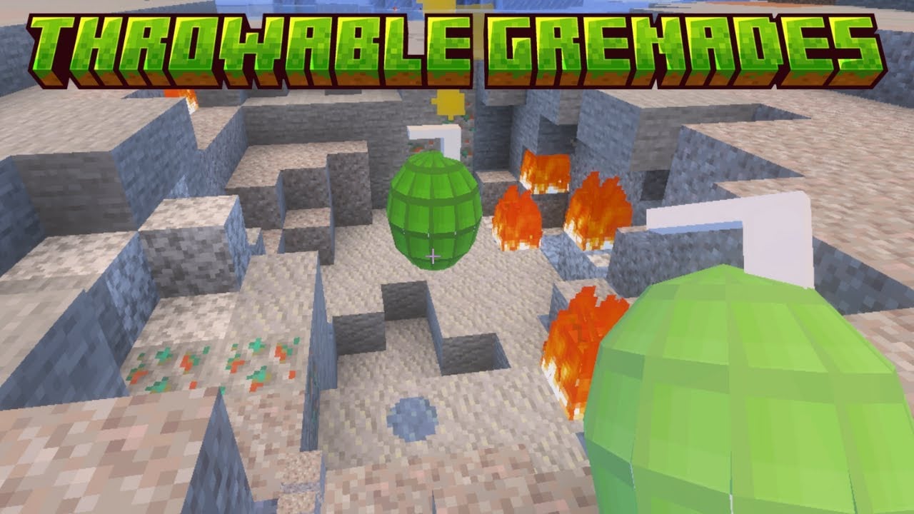 Throwable Grenades Addon (26.x, 1.21) – MCPE/Bedrock Mod