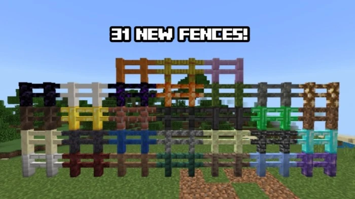 More Fences Addon (1.21, 1.20) – MCPE/Bedrock Mod — screenshot 1