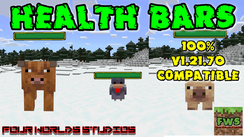 Health Bars FWS Addon (26.x, 1.21) – MCPE/Bedrock Mod