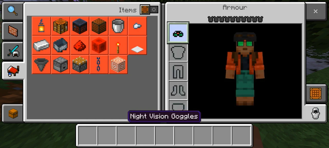 Night Vision Goggles FWS Addon (26.x, 1.21) – MCPE/Bedrock Mod — screenshot 3