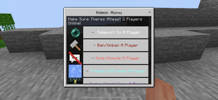 Admin Menu Addon (1.21, 1.20) – MCPE/Bedrock Mod — screenshot 1
