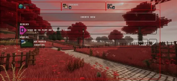 Red UI Transparent Texture Pack (1.21, 1.20) – MCPE/Bedrock — screenshot 2
