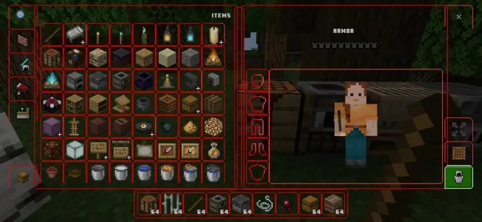 Red UI Transparent Texture Pack (1.21, 1.20) – MCPE/Bedrock — screenshot 6