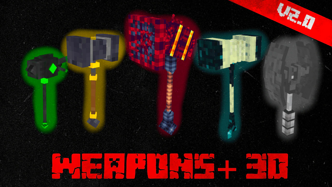 Weapons+ 3D Addon (26.x, 1.21) – MCPE/Bedrock Mod — screenshot 1