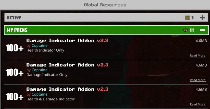 Damage Indicator Addon (26.x, 1.21) – MCPE/Bedrock Health Indicator Mod — screenshot 1