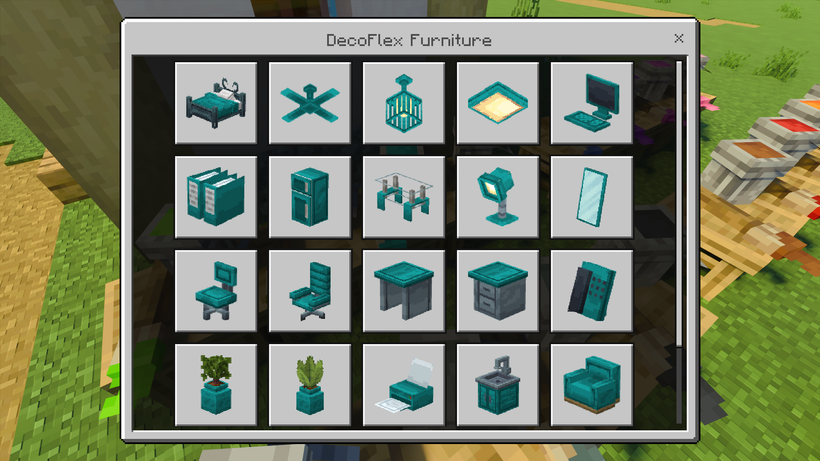 DecoFlex Furniture Addon (26.x, 1.21) – MCPE/Bedrock Mod — screenshot 1