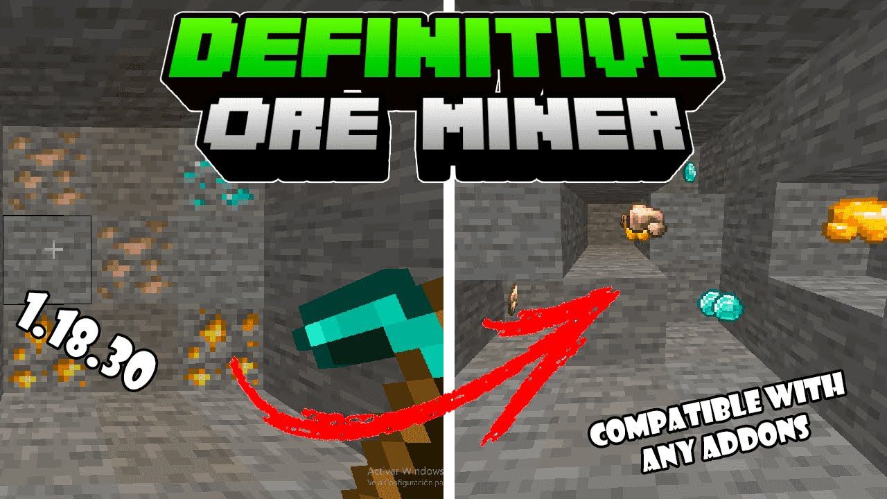 Definitive Ore Miner Addon (1.21, 1.20) – MCPE/Bedrock Mod