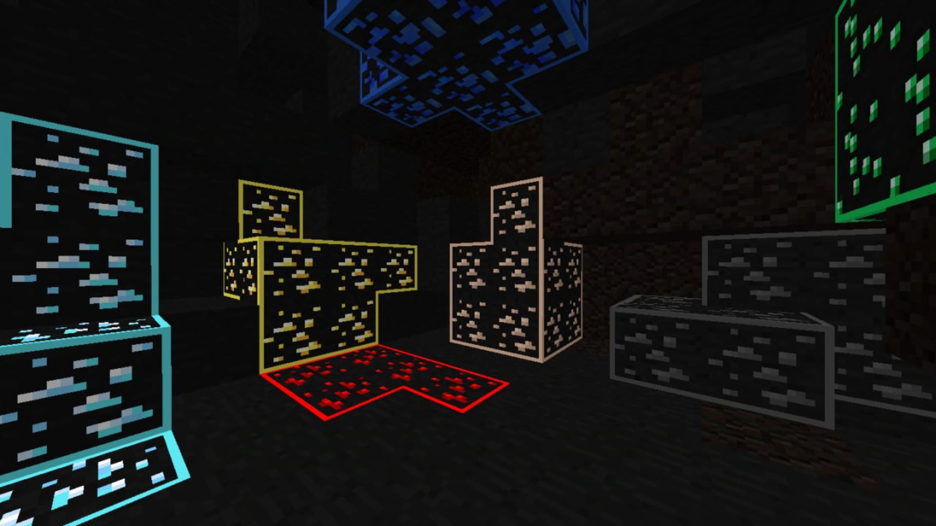 Outlined Glowing Ores Texture Pack (26.x, 1.21) – MCPE/Bedrock — screenshot 4