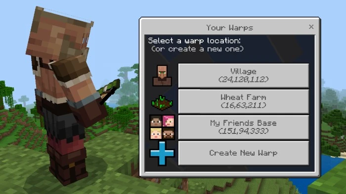 Location Warps Addon (26.x, 1.21) – Bedrock Essential Mod — screenshot 1