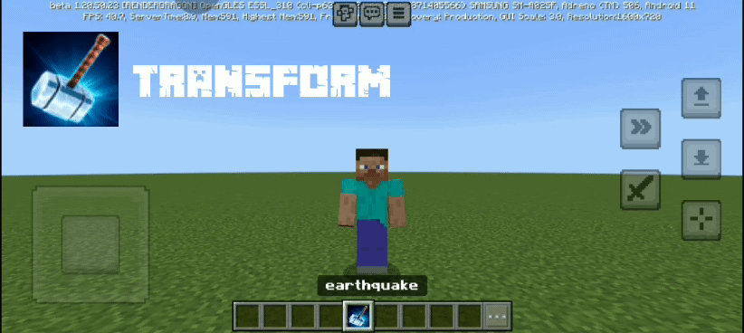 Earthquake Hammer Addon (26.x, 1.21) – MCPE/Bedrock Mod — screenshot 1