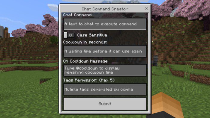 Chat Command Creator Addon (1.21, 1.20) – MCPE/Bedrock Mod — screenshot 1