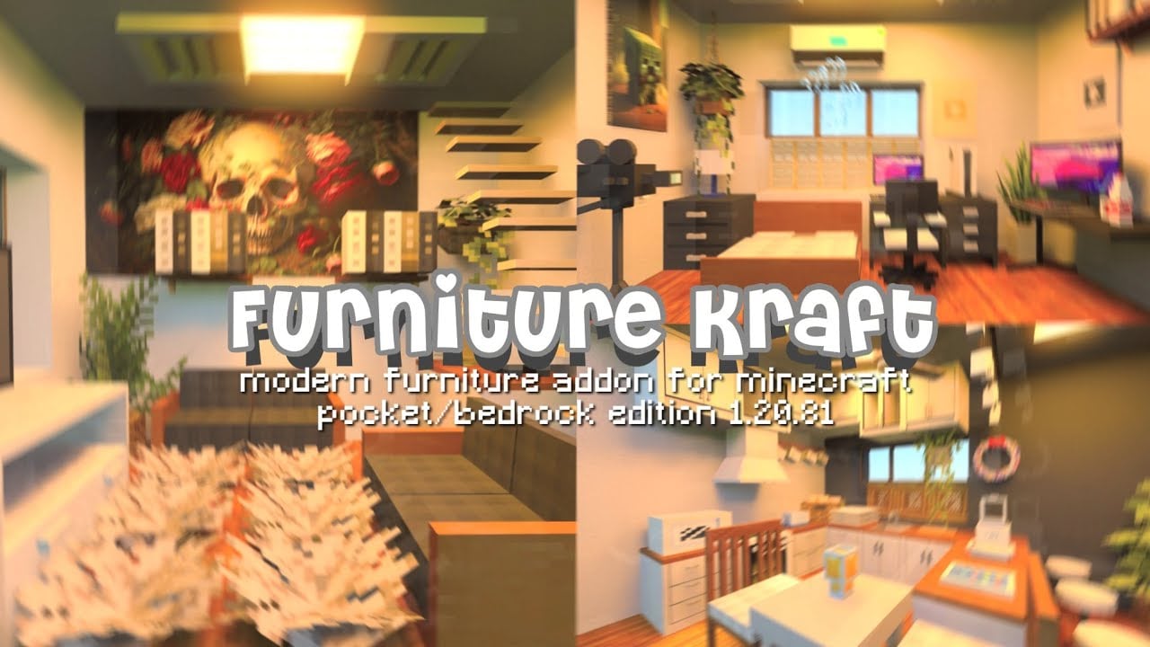 Furniture Kraft Addon (1.26+) – MCPE/Bedrock Functional Furniture Mod