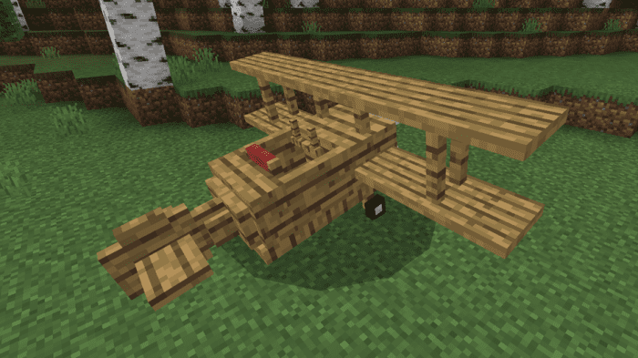Wooden Plane Addon (1.20, 1.19) – MCPE/Bedrock Mod — screenshot 1